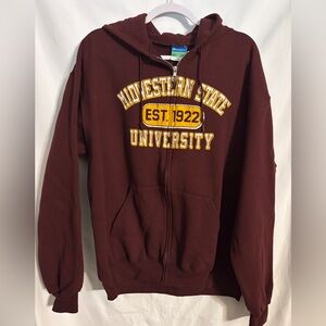 Midwestern State Jacket Adult L Burgundy Hooded Full Zip‎ Champion Brand
